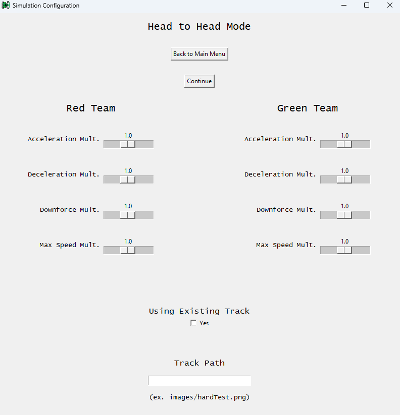 Head to Head Menu